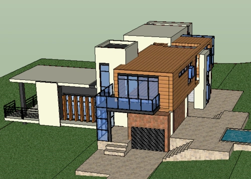 山地两层别墅sketchup模型