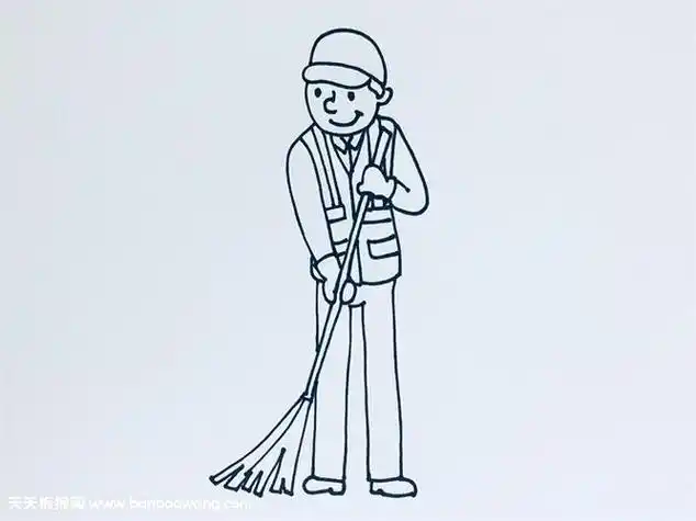 扫地的叔叔简笔画
