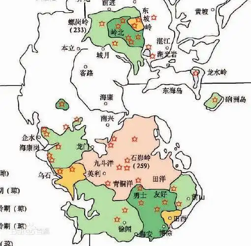 雷琼世界地质公园  雷州半岛火山分布图