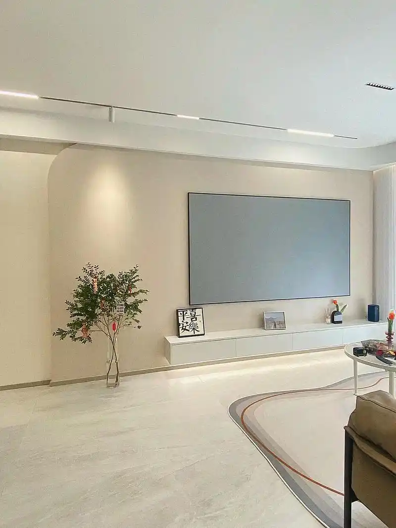 幕布投影仪撑起了一个背景墙.#装修设计 #室内设计装修 #设 - 抖音