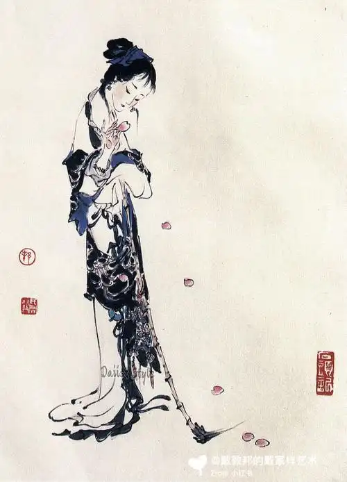 爷爷97年的人物图~#戴敦邦  #国画  #红楼梦  #戴家样  #林黛玉