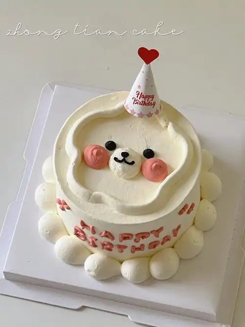 石狮蛋糕可爱四寸蛋糕手绘蛋糕