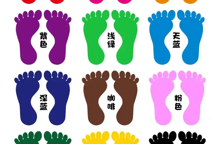 新款幼儿园学校商场工厂脚印地贴定制走廊台阶小脚丫贴纸红色15对小