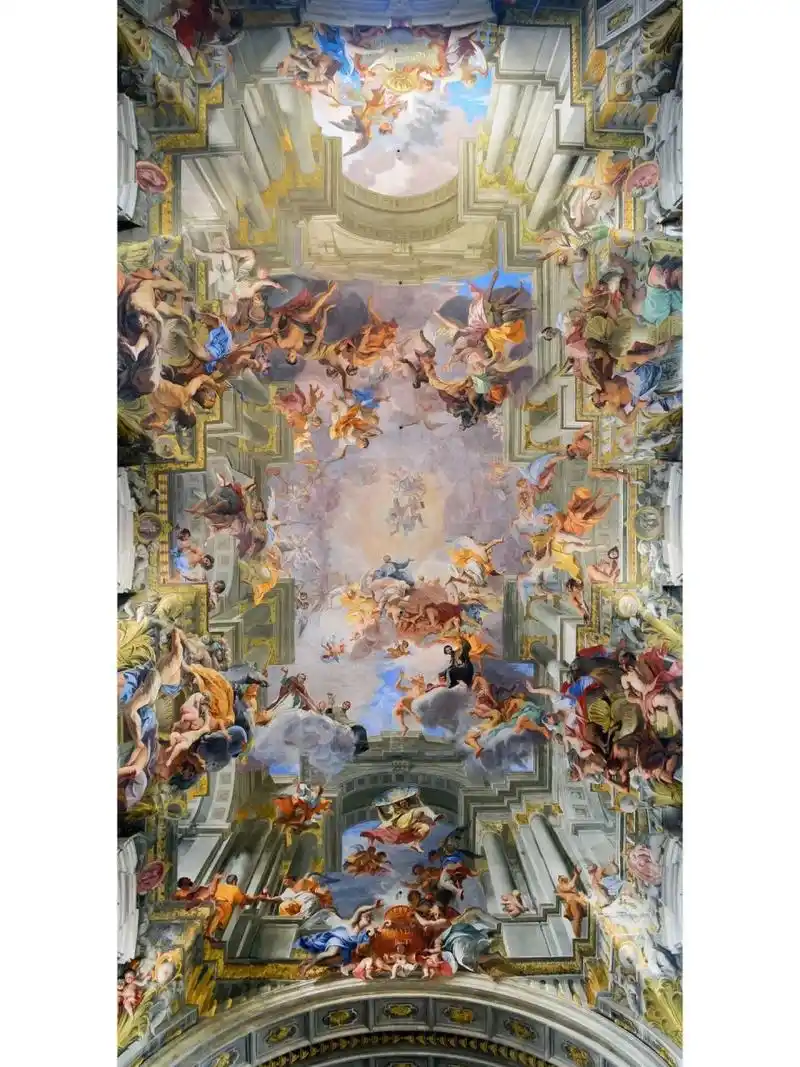 给你们分享一张高能量壁纸 这张图是罗马圣依纳爵堂的天顶画 要原图