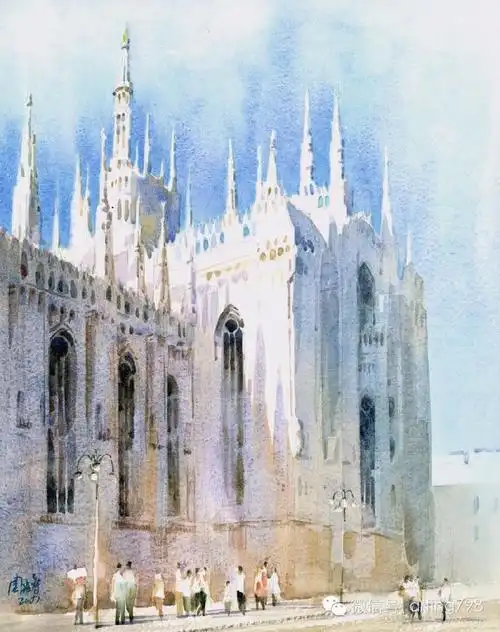 周宏智建筑水彩画