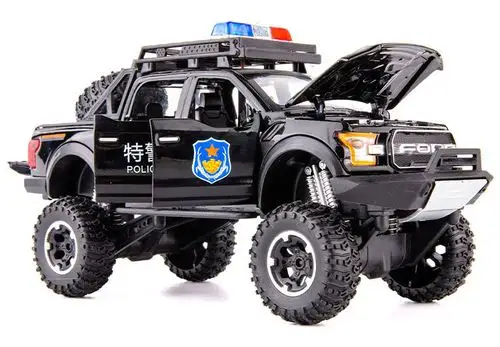 天鹰仿真合金猛禽f150越野警车皮卡大脚车儿童玩具六开门8931d盒