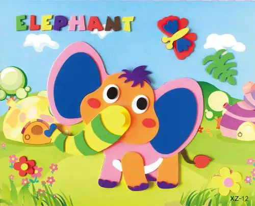 新款eva旋转贴画大号3d立体海绵纸粘贴画儿童手工diy制作材料包_宏运