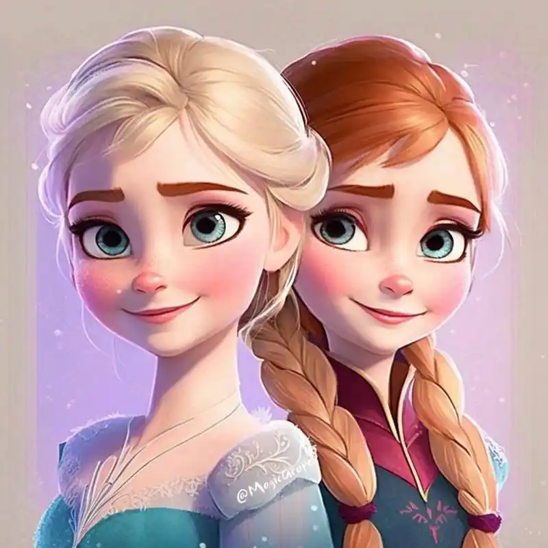 迪士尼公主头像-艾莎和安娜 《冰雪奇缘》的姐妹花艾莎和安娜来喽 从