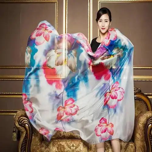 萌阅3米长款百搭长丝巾披肩女夏季防晒超大纱巾薄款夏天海边披风沙滩