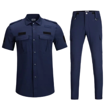 甲者新式保安服夏装保安工作服夏季短袖作训蓝色制服弹力速干面料物业