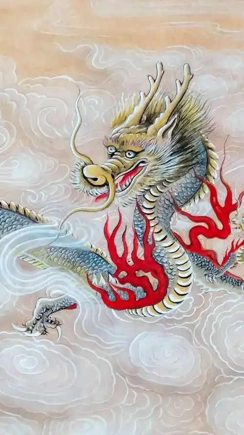 界画寒江---工笔画《龙飞凤舞图》_局部_渭水_东洛荐