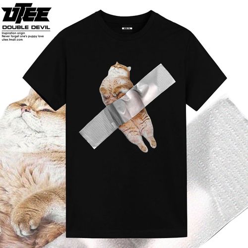 utee夏季男女t恤萌宠猫咪可爱情侣装时尚休闲潮牌纯棉宽松短袖