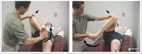 1,麦氏试验-检查半月板方法 患者仰卧,检查者一手握小腿踝部,另一手扶