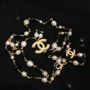 香奈儿黑白珍珠双c项链