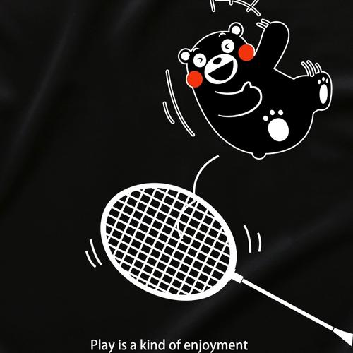 熊本熊羽毛球文化衫男女短袖速干团购定制圆领情侣上衣t恤夏卡通