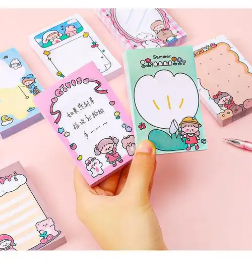 可爱卡通嘟嘟女孩便利贴网红学生少女心n次贴学习留言便签本80张全套8