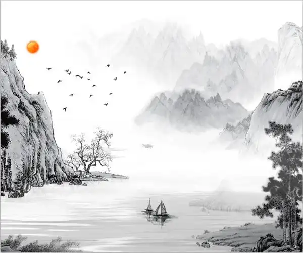 数码印花——古风水墨画窗帘窗纱系列