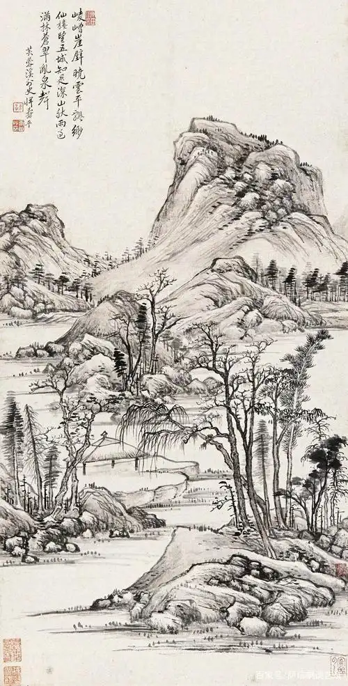 其中的恽寿平以没骨花卉见长,其实他也是一位山水画名家.