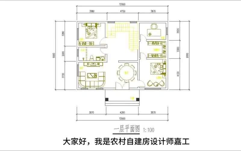 农村自建房两层12x9米第二层,三房一厅一卫一书房