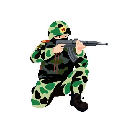 卡通手绘扁平化迷彩服野战兵多图层卡通人物png素材