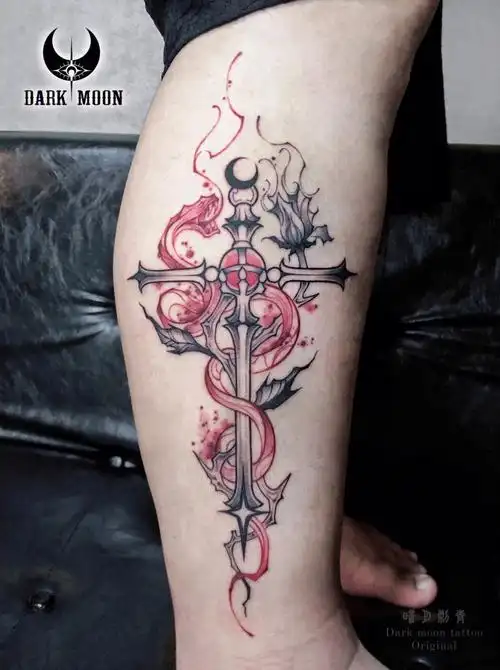 十字架 张嘴的蛇 玫瑰花——————常驻深圳南山2022开放旅行纹身