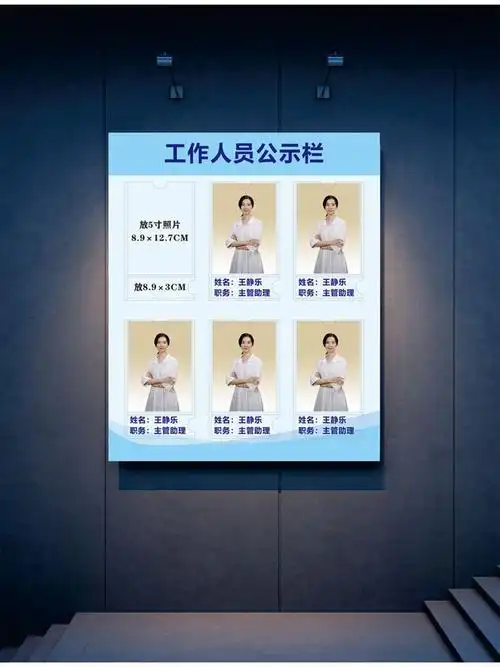 员工信息栏工作人员信息公示栏员工一览表岗位公示牌介绍团队形象墙