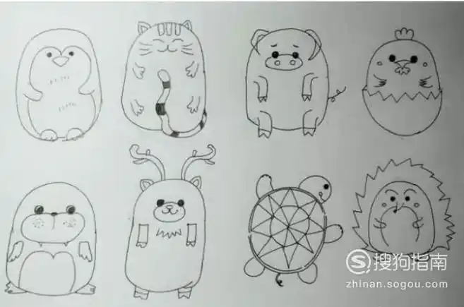 椭圆叠加动物简笔画