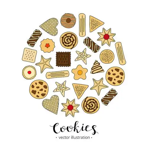 在圆圈中手绘饼干.插画下载