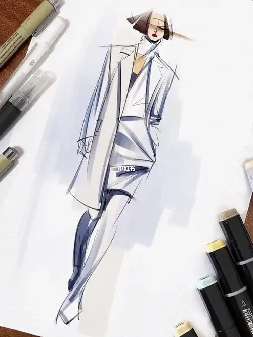 潮流套装西服大牌欧版风格服装设计手稿草图
