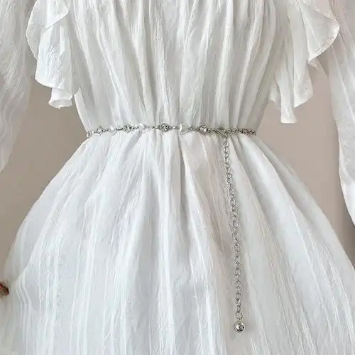 饰新款腰封收腰连衣裙腰带女高级感珍珠腰链女配饰裙子金属链条装