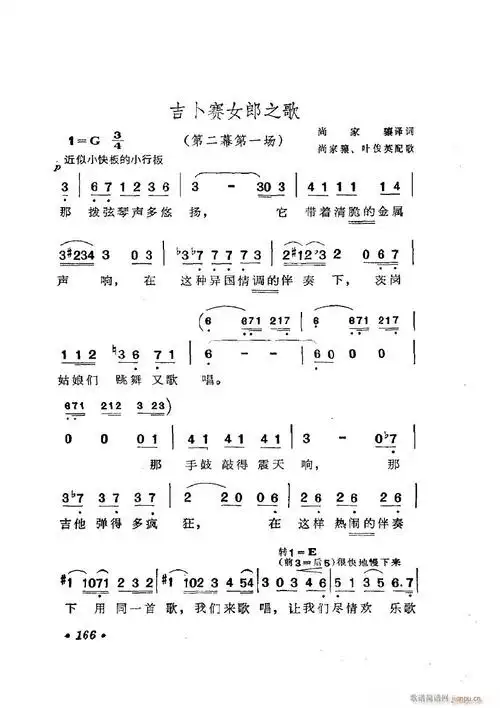 歌剧《卡门》选曲7首 歌谱简谱网