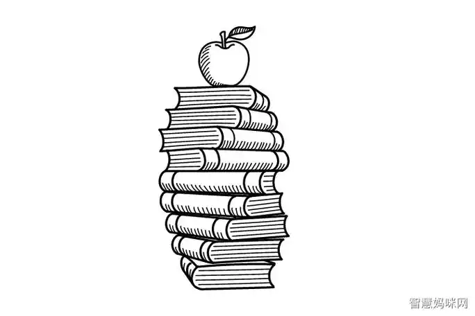 书堆简笔画手绘