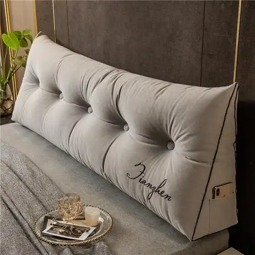 靠垫床头软包靠背床上刺绣三角枕可拆洗沙发床头靠垫