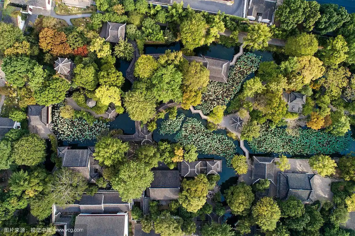 苏州园林 拙政园航拍