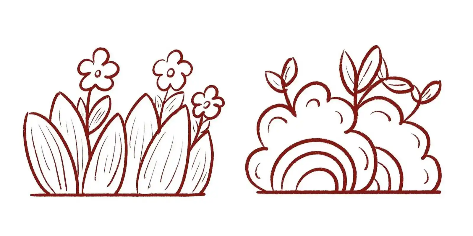 简笔画|草丛简笔画 可可爱爱的草丛大家快画起来呀!