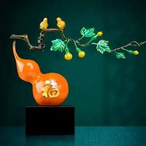 纯铜葫芦摆件五福临门客厅招财乔迁礼品刻字中式装饰品福禄吉祥