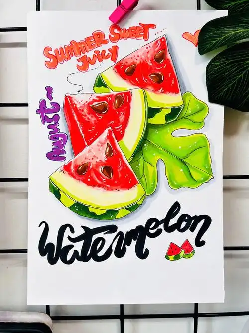 少儿创意美术  #马克笔手绘  #西瓜  #手绘  #西瓜味的夏天  #灵魂