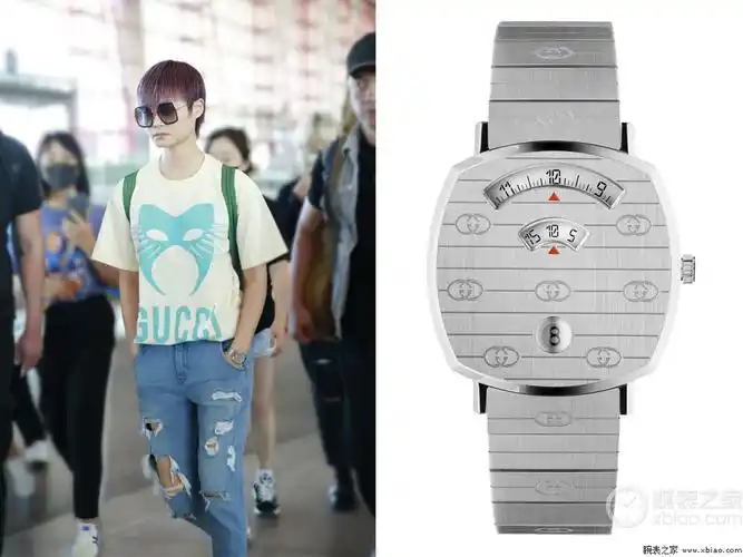 李宇春佩戴guccigrip系列腕表现身北京机场