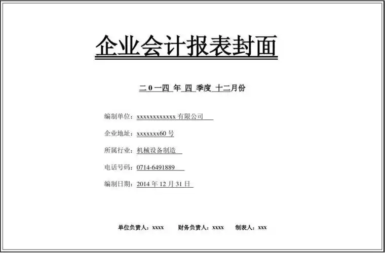 企业会计报表封面
