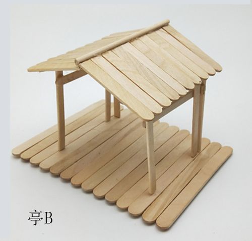 雪糕棒木条diy手工拼装制作房子景凉亭模型材料冰棒棍木棍棒亭子