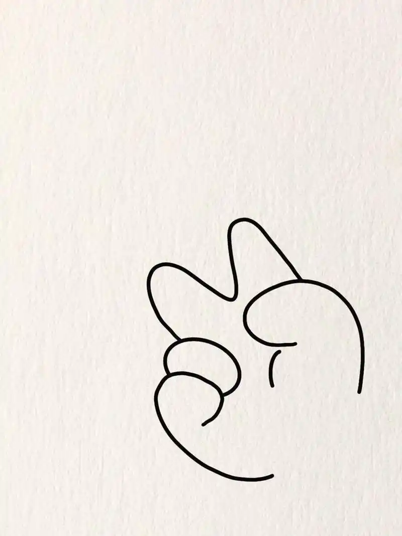 简笔画教程|比耶手势24/100  给自己的比个耶!