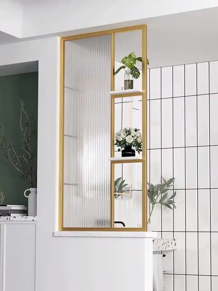 简约半墙隔断长虹玻璃屏风入户玄关卫生间洗手台装饰客厅餐厅遮挡