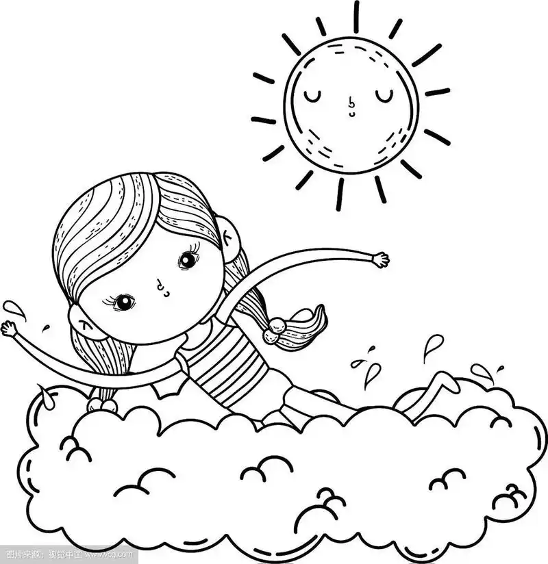 小女孩和泳装人物一起游泳