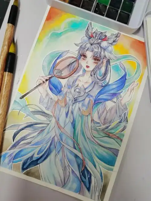 梵高24色分装笔:鹿纹毛笔 发财鹿纹毛笔 暴富#水彩#嫦娥如梦令