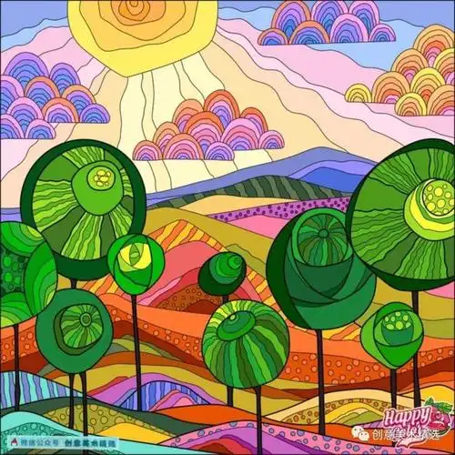 概括,抽象出来,利用色彩的浓淡,冷暖,明暗,互补等对比手法进行色彩的