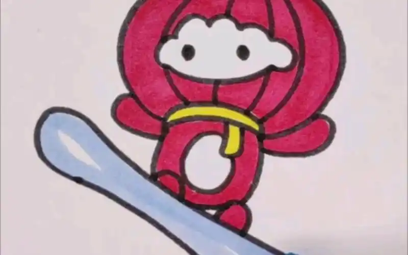 活动作品雪融融滑雪简笔画