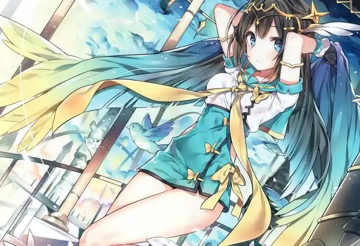 中国风裙子长头发水蓝眼睛少女4k动漫图片