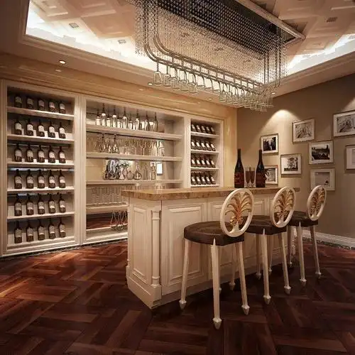 时尚酒柜吧台一体装修效果图