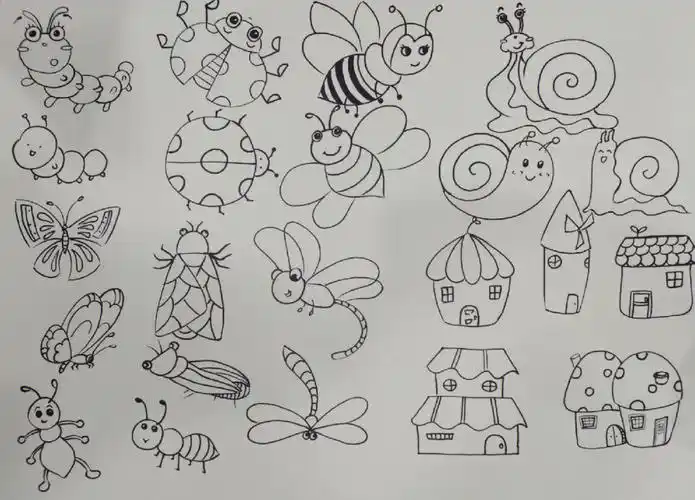 奇妙的昆虫,儿童简笔画儿童画必备素材#儿童简笔画  #可爱简笔画