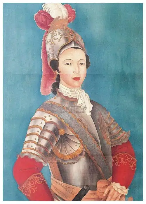 据说这是宫廷画家郎世宁的手笔,在画像下面,配有一篇说明:"香妃者,回